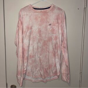 Men's Pink Tie-Dye Long Sleeve Shirt